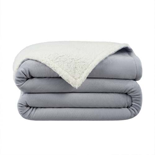 HOSP-BKTPF-6890-GY - Arkwright LLC - Host & Home Plush To Sherpa Blankets (Twin Xl) Grey