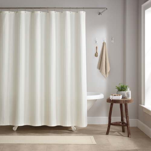 HOSP-SCSTD-7272-WH - Arkwright Home - Host & Home Poly Shower Curtain Set 72X72 Damask Bright White