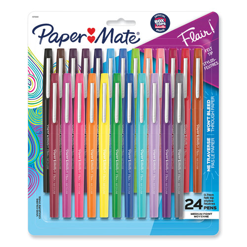 PaperMate Flair Felt Tip Pens 0.7mm tip Pastel 12 Pack