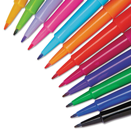 PAP74423 - Paper Mate - Point Guard Flair Felt Tip Porous Point Pen, Stick, Medium 0.7 mm, Assorted Ink and Barrel Colors, 12/Pack