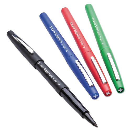 PAP74423 - Paper Mate - Point Guard Flair Felt Tip Porous Point Pen, Stick, Medium 0.7 mm, Assorted Ink and Barrel Colors, 12/Pack