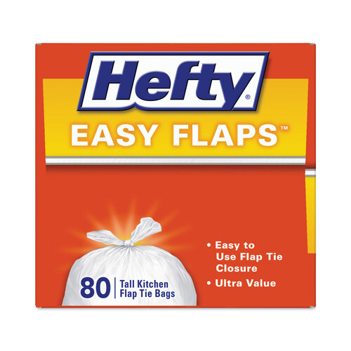 Easy Flaps Trash Bags, 13 gal, 0.69 mil, 23.75