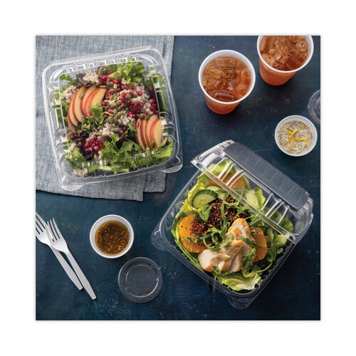 PCTYCI821200000 - Pactiv - SENSATION SmartLock Hinged Lid Container, 8.34 x 8.24 x 3.05, Clear, Plastic, 200/Carton