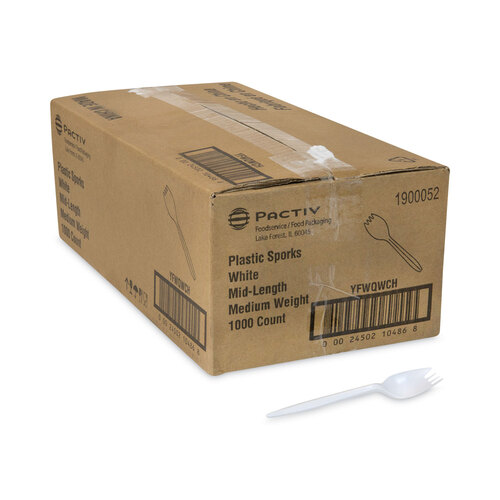 PCTYFWQWCH - Pactiv - Fieldware Cutlery, Spork, Mediumweight, White, 1,000/Carton