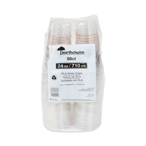 PCTYPLA24CEC - Pactiv - EarthChoice Compostable Cold Cup, 24 oz, Clear/Printed, 580/Carton