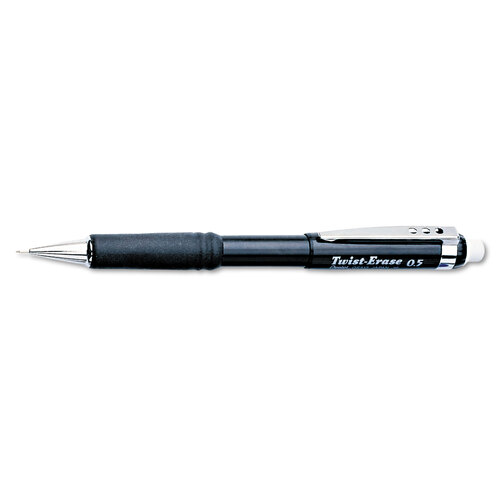 PENQE515A - Pentel - Twist-Erase III Mechanical Pencil, 0.5 mm, HB (#2.5), Black Lead, Black Barrel