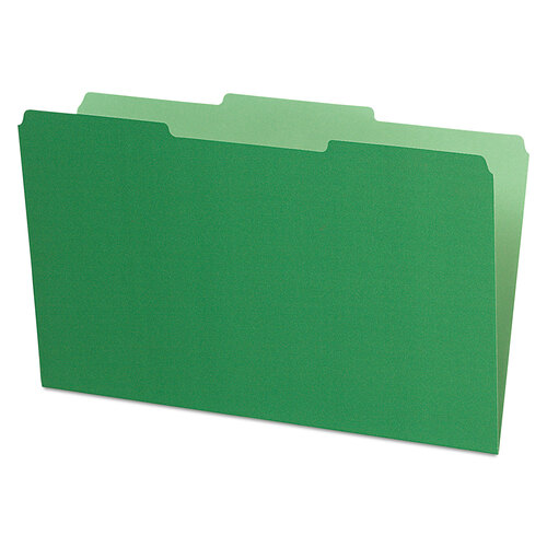 PFX435013BGR - Tops - Interior File Folders, 1/3-Cut Tabs: Assorted, Legal Size, Green, 100/Box