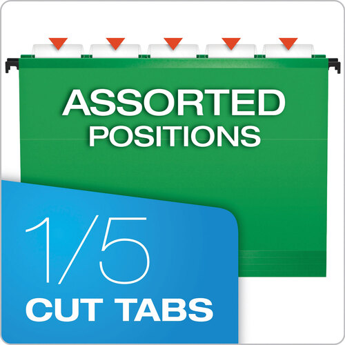 PFX615215BGR - Tops - SureHook Hanging Folders, Letter Size, 1/5-Cut Tabs, Bright Green, 20/Box