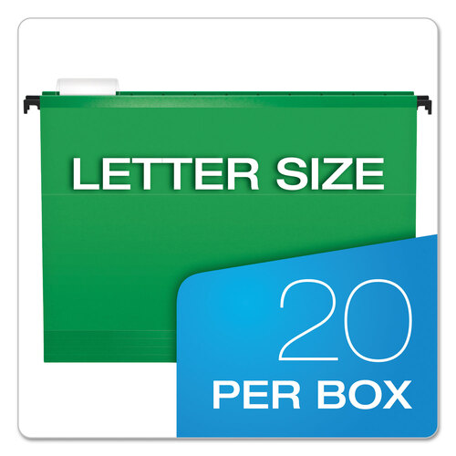 PFX615215BGR - Tops - SureHook Hanging Folders, Letter Size, 1/5-Cut Tabs, Bright Green, 20/Box
