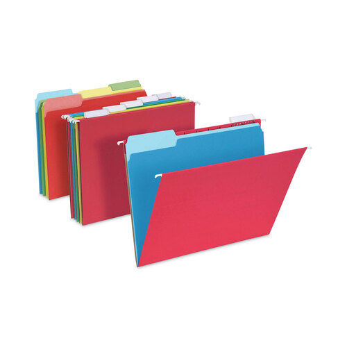 PFX99199 - Tops - Teacher&#39;s Hanging File Folder Combo Kit, Letter Size, Assorted Colors, (25) 1/5-Cut Hanging Folders,(50) 1/3-Cut File Folders