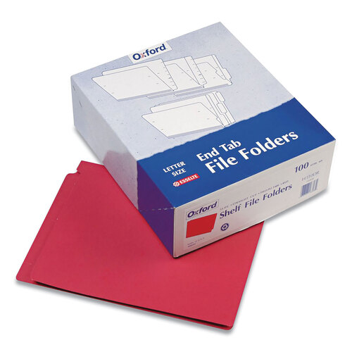 PFXH110DR - Tops - Colored End Tab Folders with Reinforced Double-Ply Straight Cut Tabs, Letter Size, 0.75&quot; Expansion, Red, 100/Box