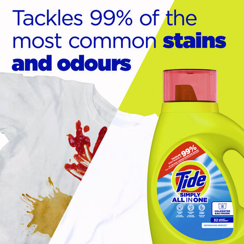 PGC13143 - Procter & Gamble - Simply Clean and Fresh Laundry Detergent, Refreshing Breeze, 64 Loads, 84 oz Bottle, 4/Carton
