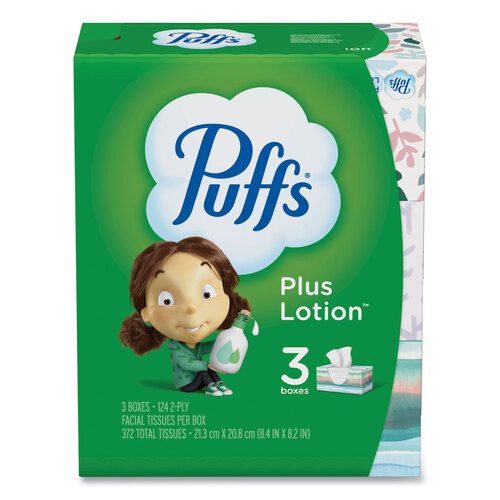 Plus Lotion Facial Tissue, 2-Ply, White, 124/Box, 3 Box/Pack, 8 Packs/Carton Plus Lotion Facial Tissue, 2-Ply, White, 124/Box, 3 Box/Pack, 8 Packs/Carton