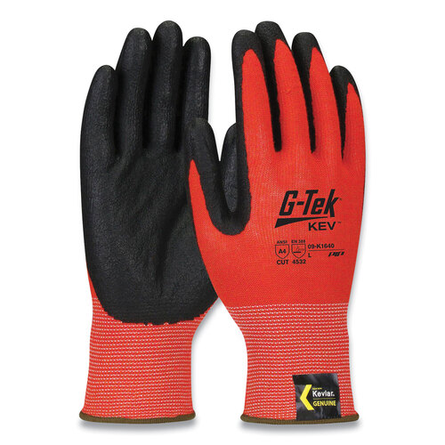 PID09K1640L - Protective Industrial Products Inc - KEV Hi-Vis Seamless Knit Kevlar Gloves, Large, Red/Black