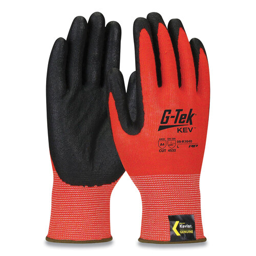 PID09K1640XL - Protective Industrial Products Inc - KEV Hi-Vis Seamless Knit Kevlar Gloves, X-Large, Red/Black