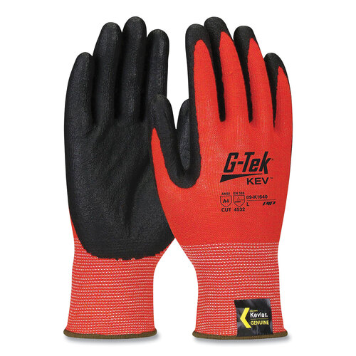 PID09K1640XXL - Protective Industrial Products Inc - KEV Hi-Vis Seamless Knit Kevlar Gloves, 2X-Large, Red/Black