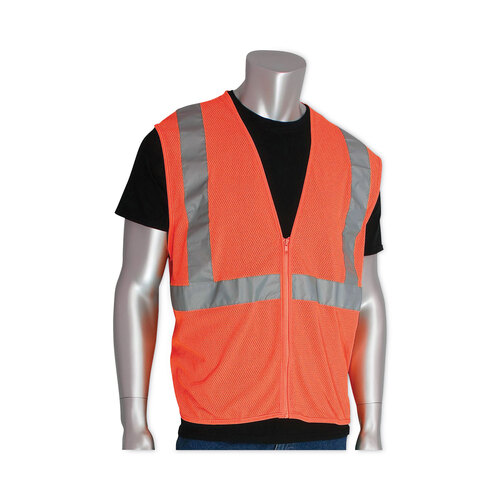 PID302MVGZORXL - Protective Industrial Products Inc - Zipper Safety Vest, X-Large, Hi-Viz Orange