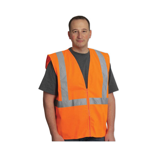 PID302MVGZORXL - Protective Industrial Products Inc - Zipper Safety Vest, X-Large, Hi-Viz Orange