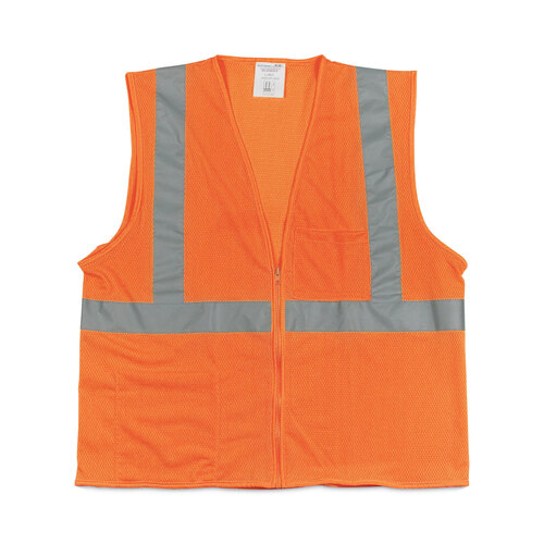 PID302MVGZORXL - Protective Industrial Products Inc - Zipper Safety Vest, X-Large, Hi-Viz Orange