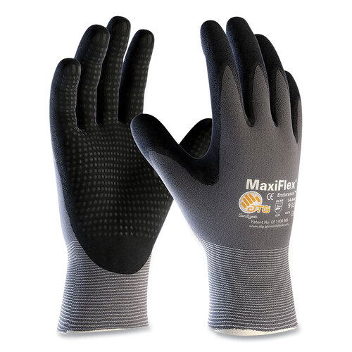 PID34844L - Atg - Endurance Seamless Knit Nylon Gloves, Large (Size 9), Gray/Black, 12 Pairs