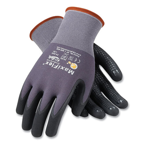 PID34844L - Atg - Endurance Seamless Knit Nylon Gloves, Large (Size 9), Gray/Black, 12 Pairs