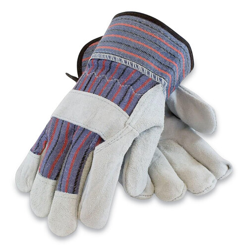 PID847532L - Protective Industrial Products Inc - Shoulder Split Cowhide Leather Palm Gloves, B/C Grade, Large, Blue/Gray, 12 Pairs