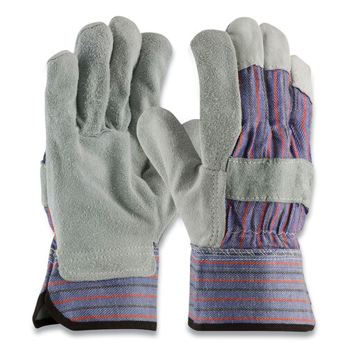 PID847532L - Protective Industrial Products Inc - Shoulder Split Cowhide Leather Palm Gloves, B/C Grade, Large, Blue/Gray, 12 Pairs