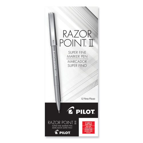 PIL11001 - Pilot - Razor Point Fine Line Porous Point Pen, Stick, Extra-Fine 0.3 mm, Black Ink, Black Barrel, Dozen