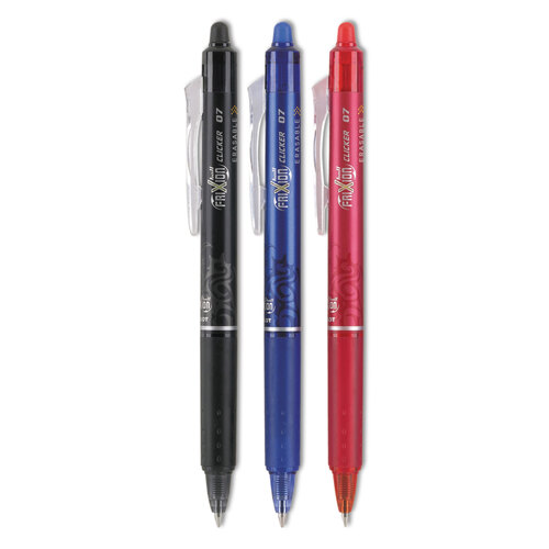 PIL31467 - Pilot - FriXion Clicker Erasable Gel Pen, Retractable, Fine 0.7 mm, Three Assorted Business Ink and Barrel Colors, 3/Pack