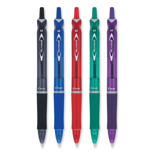 PIL31820 - Pilot - Acroball Colors Advanced Ink Ballpoint Pen, Retractable, Medium 1 mm, Assorted Ink and Barrel Colors, 5/Pack