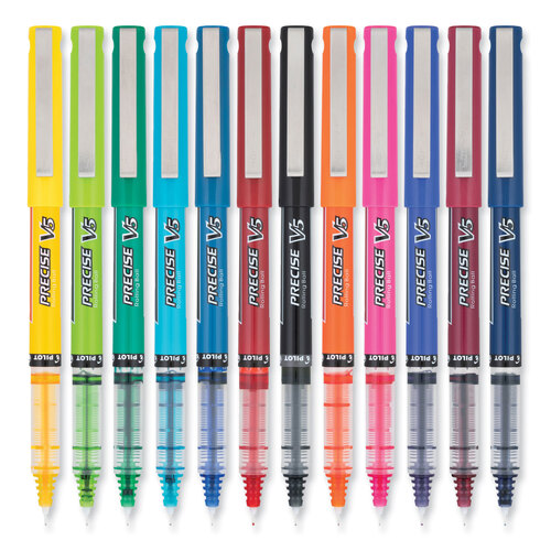 PIL31888 - Pilot - Precise V5 Roller Ball Pen, Stick, Fine 0.5 mm, Assorted Ink and Barrel Colors, Dozen