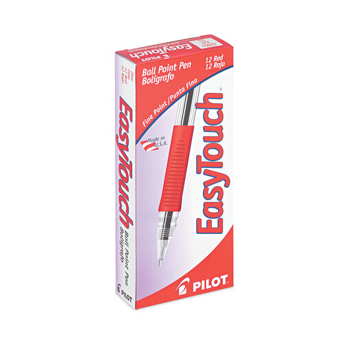 PIL32003 - Pilot - EasyTouch Ballpoint Pen, Stick, Fine 0.7 mm, Red Ink, Clear/Red Barrel, Dozen