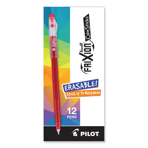 PIL32467 - Pilot - FriXion ColorSticks Erasable Gel Pen, Clipless Stick, Fine 0.7 mm, Red Ink, Red Barrel, Dozen
