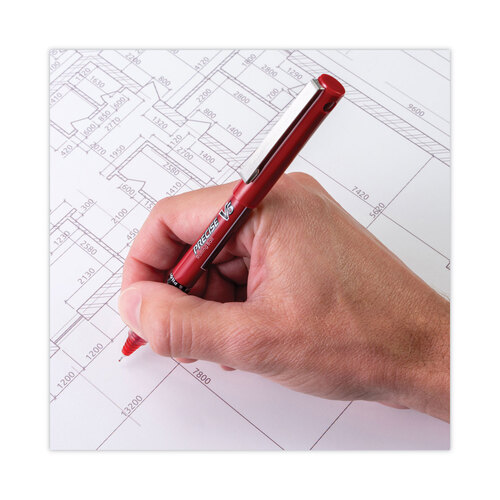 PIL35336 - Pilot - Precise V5 Roller Ball Pen, Stick, Extra-Fine 0.5 mm, Red Ink, Red Barrel, Dozen