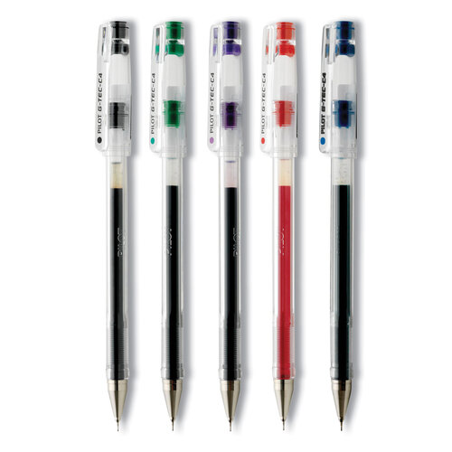 PIL35480 - Pilot - G-TEC-C Ultra Gel Pen, Stick, Extra-Fine 0.4 mm, Assorted Ink and Barrel Colors, 5/Pack