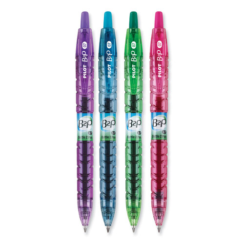 PIL36620 - Pilot - B2P Bottle-2-Pen Recycled Gel Pen, Retractable, Fine 0.7 mm, Assorted Ink and Barrel Colors, 4/Pack