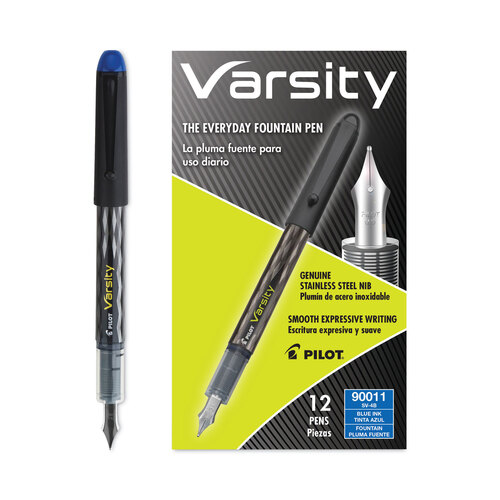 90011 Blue Ink Pilot Varsity Disposable Fountain Pens Dozen Box 