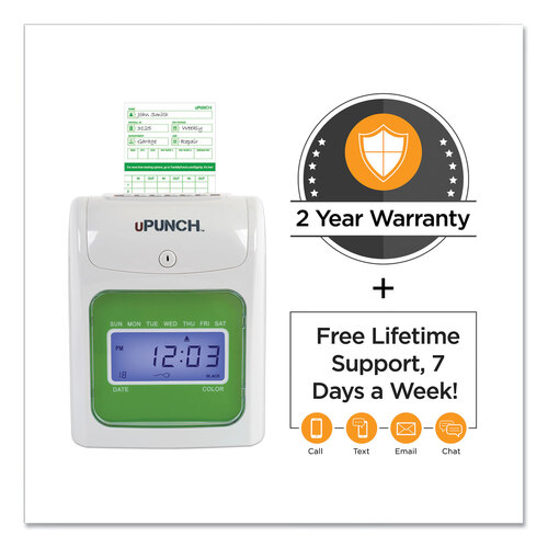 PPZHN1500 - Workwell Technologies - HN1500 Electronic Non-Calculating Time Clock Bundle, LCD Display, Beige/Green