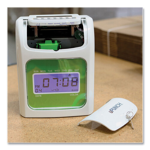PPZHN1500 - Workwell Technologies - HN1500 Electronic Non-Calculating Time Clock Bundle, LCD Display, Beige/Green