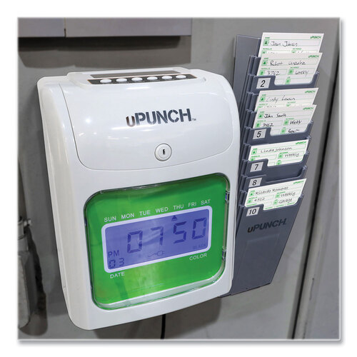 PPZHN1500 - Workwell Technologies - HN1500 Electronic Non-Calculating Time Clock Bundle, LCD Display, Beige/Green