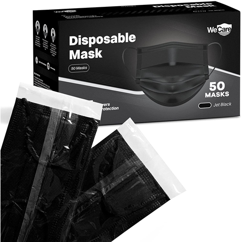 Black Disposable Face Masks, Individually Wrapped Black Face Masks