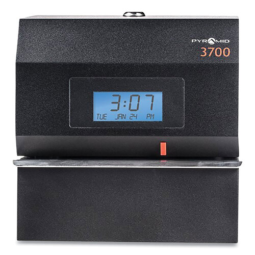 PTI3700 - Pyramid Technologies - 3700 Heavy-Duty Time Clock and Document Stamp, LCD Display, Black