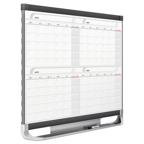 QRT4MCP23P2 - Quartet - Prestige 2 Magnetic Total Erase Four-Month Calendar, 36 x 24, White Surface, Graphite Fiberboard/Plastic Frame