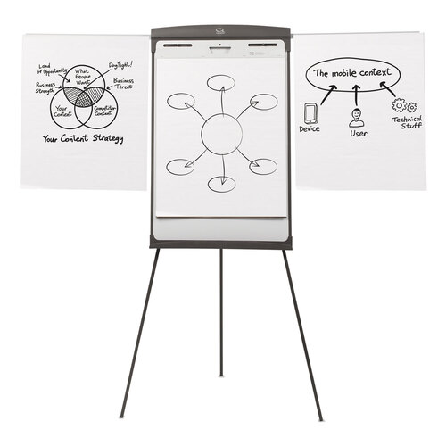 QRT67E - Quartet - Magnetic Dry Erase Easel, 27 x 35, Graphite Surface, Graphite Plastic Frame