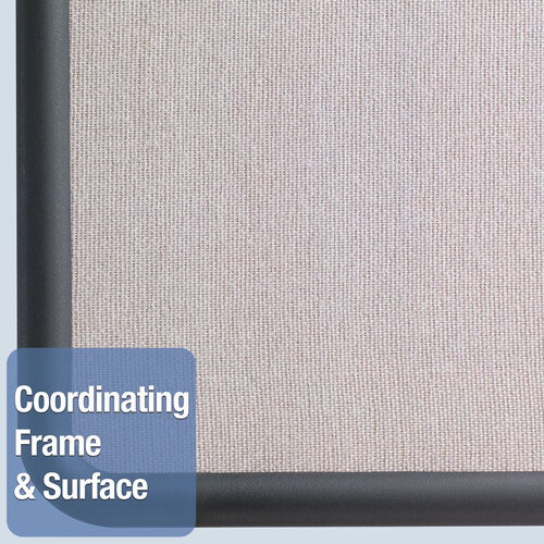 QRT7694G - Quartet - Contour Fabric Bulletin Board, 48 x 36, Gray Surface, Black Plastic Frame