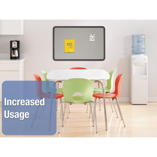 QRT7694G - Quartet - Contour Fabric Bulletin Board, 48 x 36, Gray Surface, Black Plastic Frame