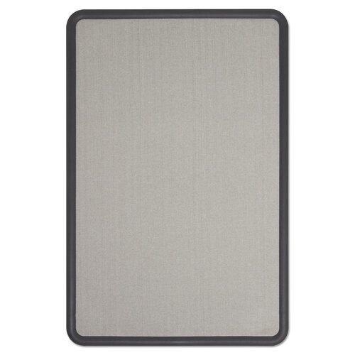 QRT7694G - Quartet - Contour Fabric Bulletin Board, 48 x 36, Gray Surface, Black Plastic Frame