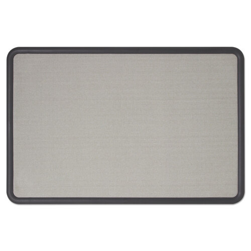 QRT7694G - Quartet - Contour Fabric Bulletin Board, 48 x 36, Gray Surface, Black Plastic Frame