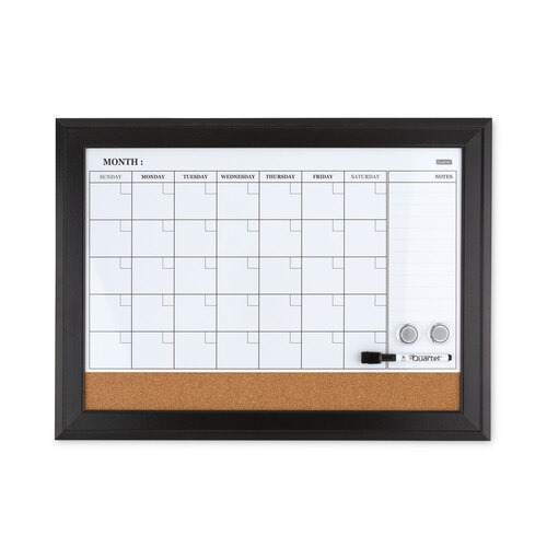QRT79275 - Quartet - Home Decor Magnetic Combo Dry Erase Board with Cork Board on Bottom, 23 x 17, White/Natural Surface, Espresso Wood Frame