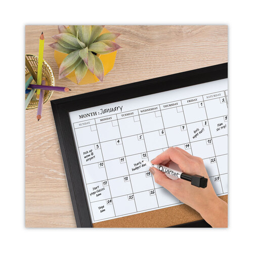 QRT79275 - Quartet - Home Decor Magnetic Combo Dry Erase Board with Cork Board on Bottom, 23 x 17, White/Natural Surface, Espresso Wood Frame